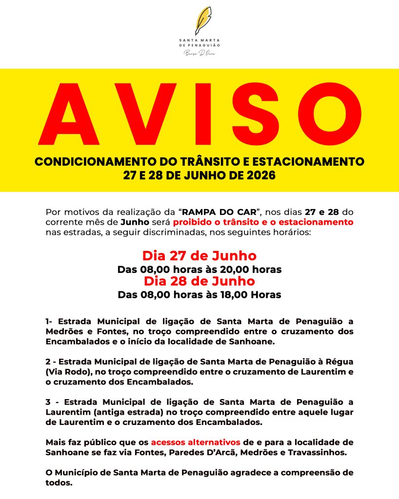  AVISO – CONDICIONAMENTO DE TRÂNSITO E ESTACIONAMENTO 