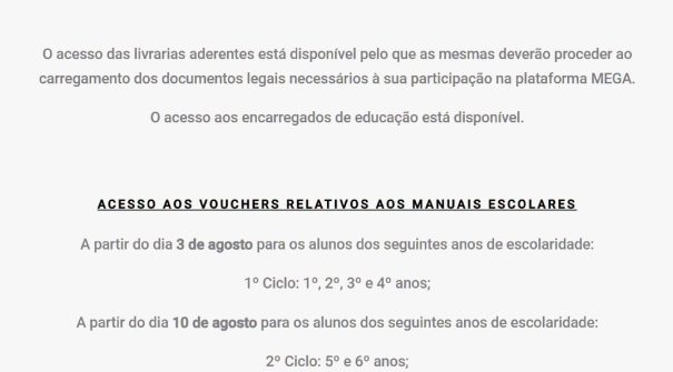 Informação aos Encarregados de Educação | Manuais Escolares Gratuitos 2026/2027